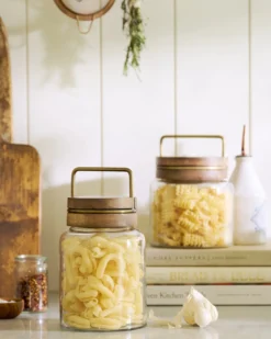 Wood with Antique Brass Canister