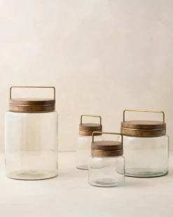 Wood with Antique Brass Canister