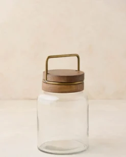 Wood with Antique Brass Canister