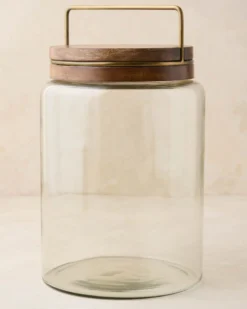 Wood with Antique Brass Canister