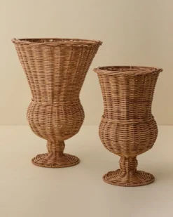 Woven Rattan Footed Vessel