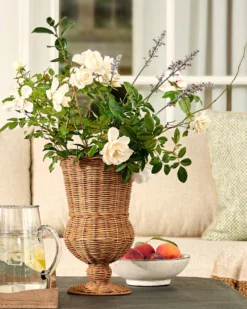 Woven Rattan Footed Vessel
