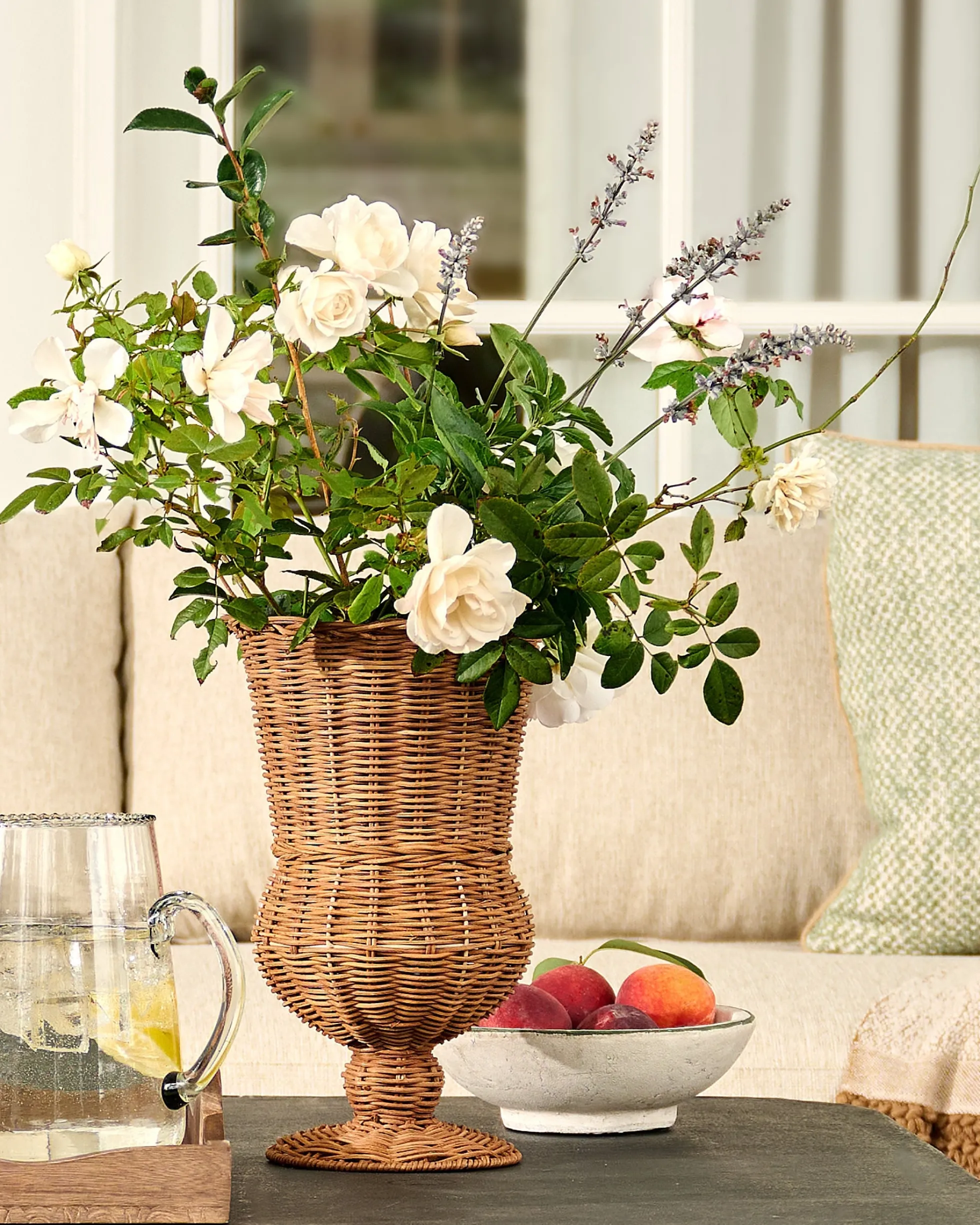 Woven Rattan Footed Vessel